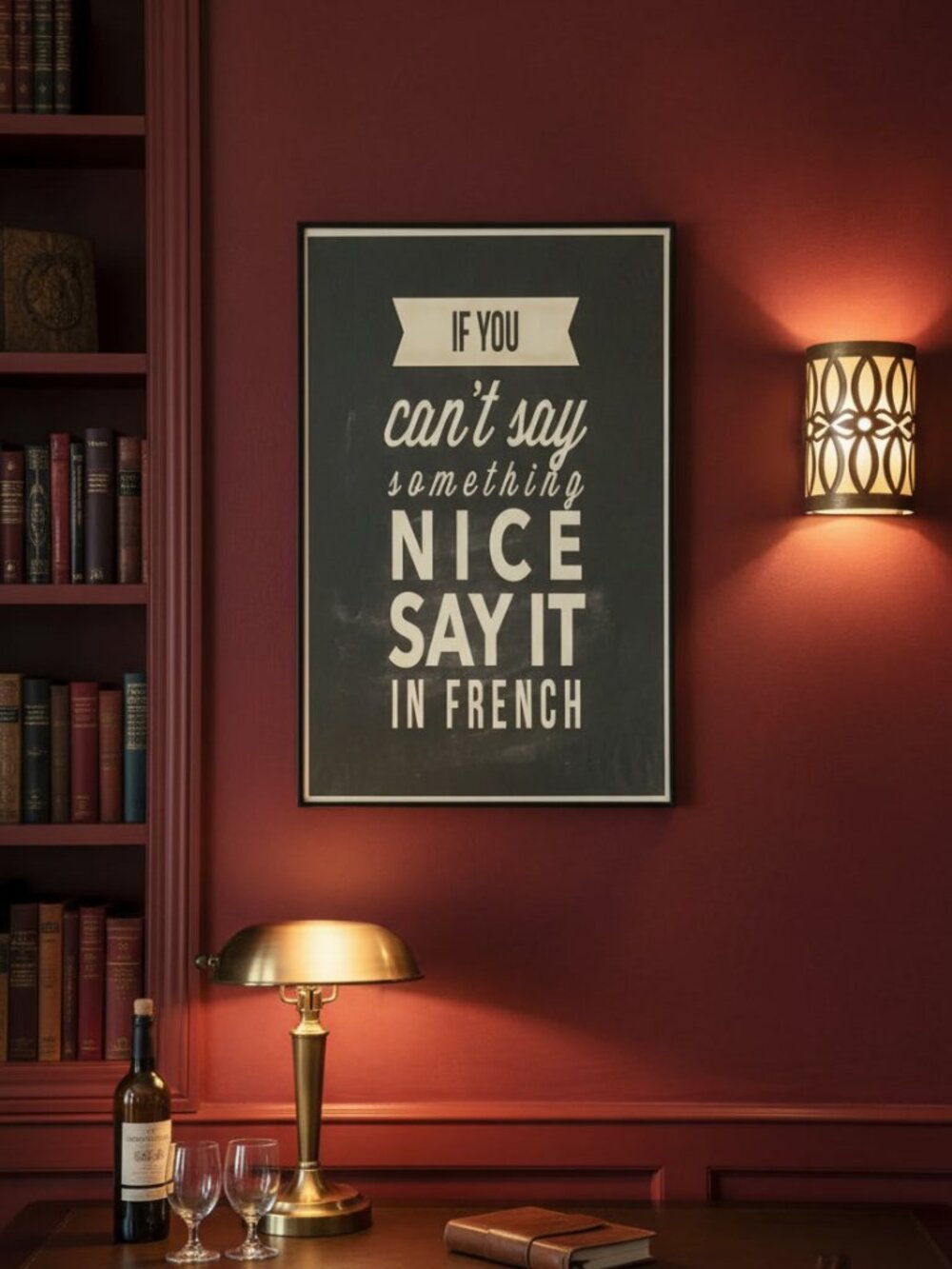 Wit & Whimsy "Say It In French" Framed Decor | Sarcastic Office Wall Art